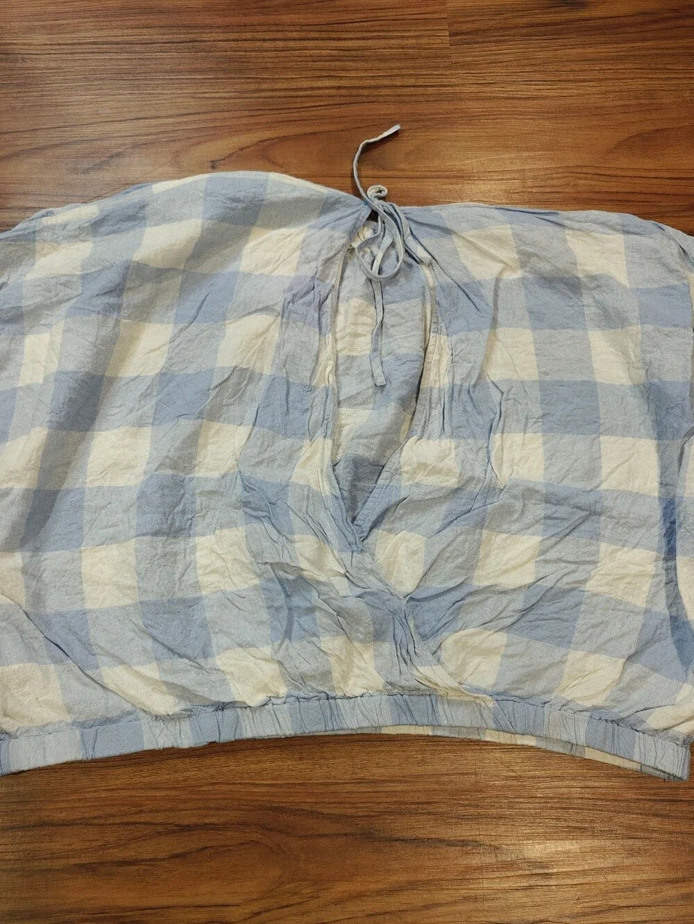 Madewell Linen-Blend Michele Bubble Top in Gingham Check